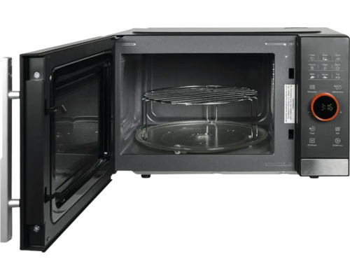 Micro-ondes ouvert avec plateau tournant et grille