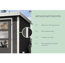 Gartenhaus Karibu Metalwood 4B Blech weiß 322 x 236,5 cm terragrau
