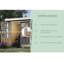 Gartenhaus Karibu Metalwood 4B Blech weiß 322 x 236,5 cm terragrau