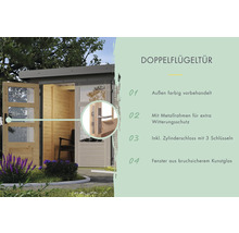 Gartenhaus Karibu Metalwood 4D 322 x 236,5 cm wassergrau