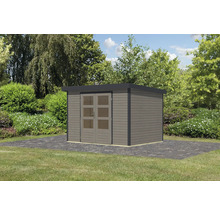 Gartenhaus Karibu Metalwood 4D Blech anthrazit 322 x 236,5 cm wassergrau