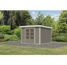 Gartenhaus Karibu Metalwood 5D Blech weiß 320,5 x 266,5 cm wassergrau