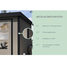 Gartenhaus Karibu Metalwood 5D Blech anthrazit 320,5 x 266,5 cm wassergrau