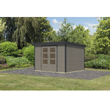 Gartenhaus Karibu Metalwood 5D Blech anthrazit 320,5 x 266,5 cm wassergrau