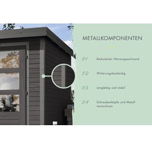 Gartenhaus Karibu Metalwood 2B Blech graualu inkl. Anbaudach 2,35 m 453 x 235 cm terragrau