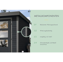 Gartenhaus Karibu Metalwood 2C Blech graualu inkl. Anbaudach 2,35 m 453 x 235 cm anthrazit