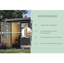 Gartenhaus Karibu Metalwood 2C Blech graualu inkl. Anbaudach 2,35 m 453 x 235 cm anthrazit