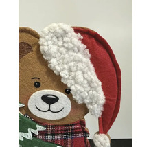 Dekofigur Teddybär mit Weihnachtsmannmütze und Schal