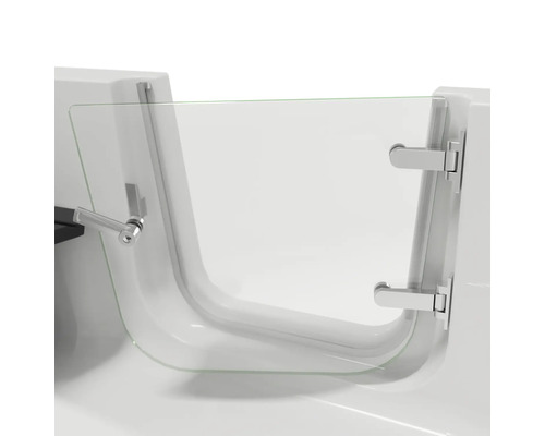 Baignoire avec porte en verre et poignées