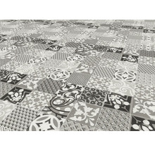 Vue au sol de carreaux avec différents motifs graphiques