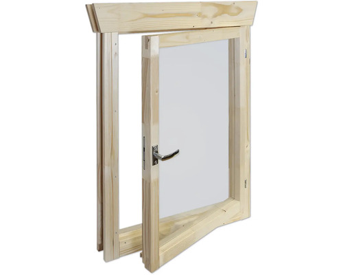 Fenêtre en bois ouverte avec poignée de fenêtre