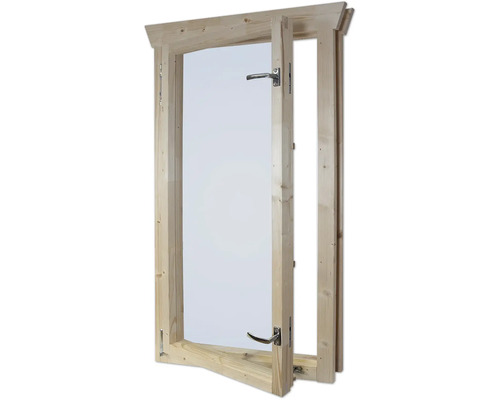 Fenêtre en bois ouverte avec poignée