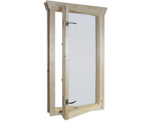 Fenêtre en bois avec verre et poignée