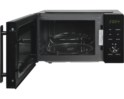 Micro-ondes ouvert avec plateau tournant et grille à l''intérieur