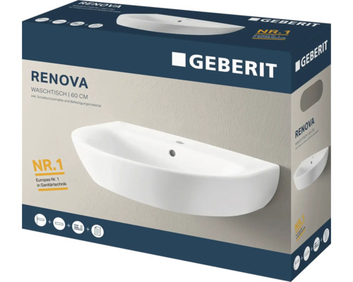 Verpackung eines Geberit Renova Waschtischs, 60 Zentimeter