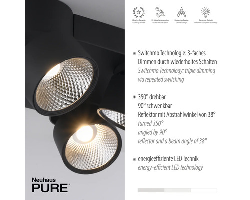 Neuhaus Pure Deckenleuchte mit LED-Technik, dreh- und schwenkbar