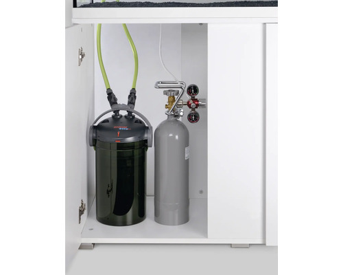 Aquariumunterschrank mit Aussenfilter und CO2-Anlage