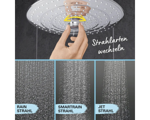 Pomme de douche avec différents types de jets au choix