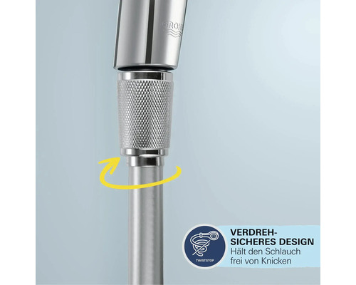 Détail d''un robinet de douche avec fonction anti-torsion