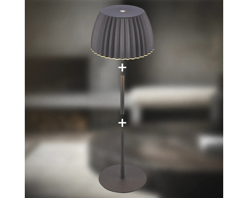 Zerlegte Stehlampe mit Lampenschirm und Fuß