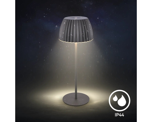 Graue LED-Tischleuchte mit Schutzart IP44