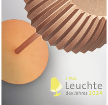 Detailaufnahme einer Leuchte und Auszeichnung Leuchte des Jahres 2024