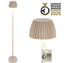 Stehlampe mit Lampenschirm und rundem Fuss