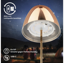 Akkubetriebene Leuchte mit austauschbarer Lichtquelle, Tiefentladungsschutz und USB-C Anschluss