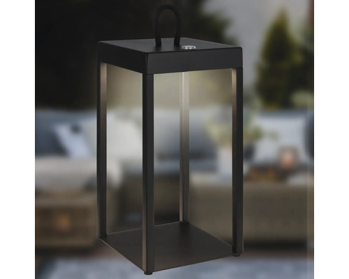 Schwarze, rechteckige LED-Tischleuchte mit Tragegriff