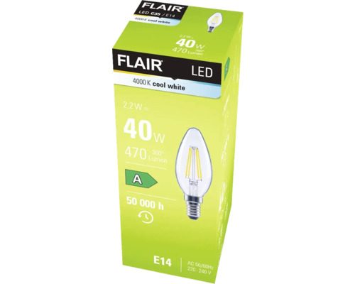 Emballage d'une lampe LED Flair C35 E14