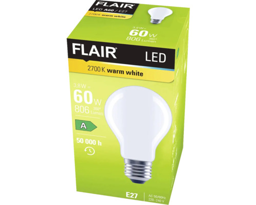 Emballage d''une ampoule LED Flair A60 E27 2700 Kelvin blanc chaud