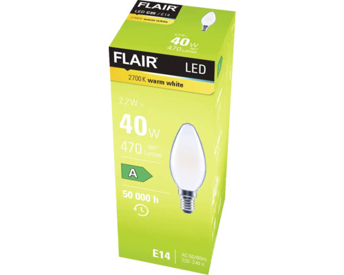 Emballage d'une lampe LED Flair E14