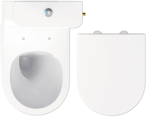 WC suspendu en céramique à fond creux avec réservoir et siège de WC