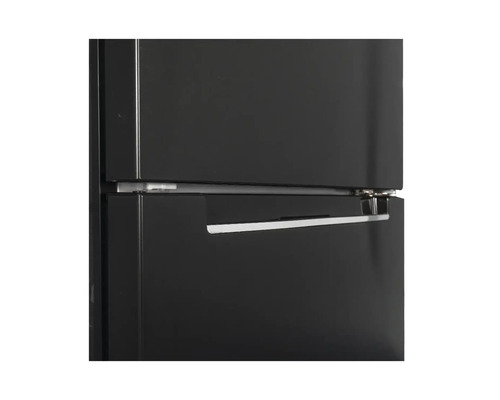 Réfrigérateur noir avec congélateur supérieur et poignée