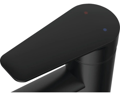 Mitigeur de lavabo noir avec indicateurs de température