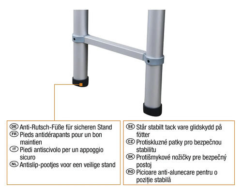 Vue détaillée d''une échelle avec pieds antidérapants