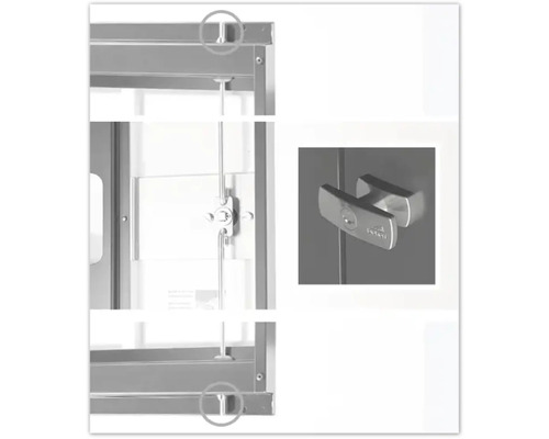 Vue détaillée d''une armoire avec serrure et système de verrouillage