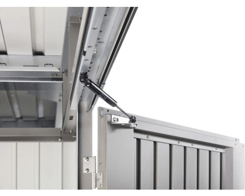 Gros plan de l''amortisseur à gaz sur une construction métallique