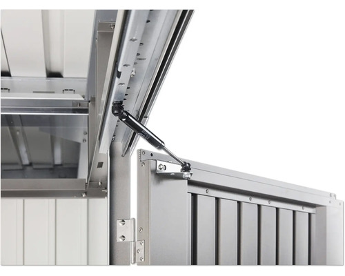 Vue détaillée d''un coffre de rangement avec ressort à gaz pour une ouverture et une fermeture faciles