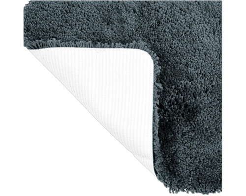 Graue Badematte mit Flor und weisser Rückseite