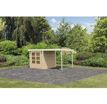 Abri de jardin avec annexe dans un jardin