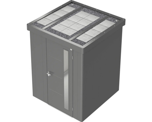 Gartenschrank mit Flachdach, Tür und Steinmuster