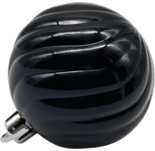 Boule de Noël noire avec surface brillante et motif ondulé