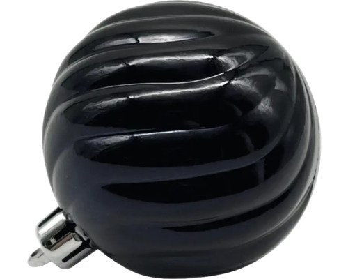 Boule de Noël noire avec surface brillante et motif ondulé