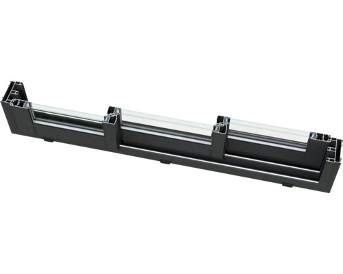 Coupe transversale d''un appui de fenêtre noir avec verre