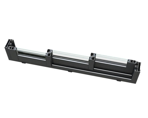 Coupe transversale d''une porte coulissante en aluminium avec verre