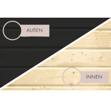 Aussen- und Innenansicht von Holzpaneelen