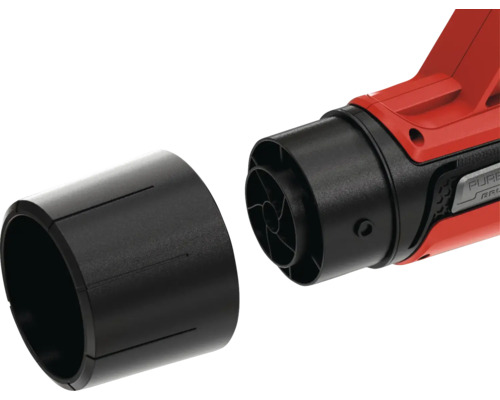 Detailaufnahme eines Gebläseaufsatzes mit Düse für ein Elektrowerkzeug