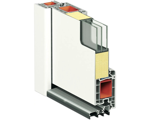 Vue en coupe d''un cadre de fenêtre avec vitrage multiple