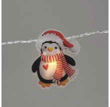 Guirlande lumineuse avec pingouin portant un bonnet de Noël et une écharpe